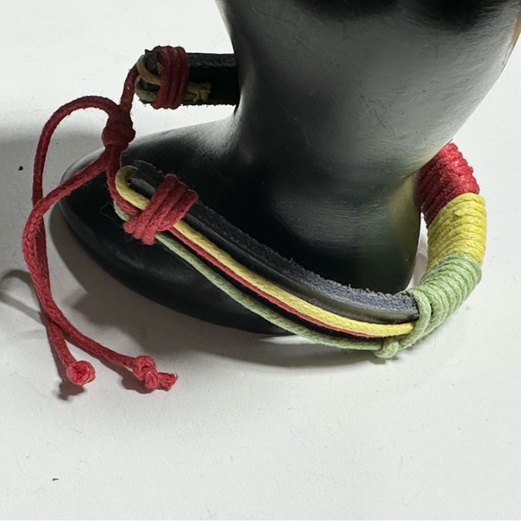 Adjustable Leather & Colorful Cord Bracelet Unisex Boho Hippie Ethnic - Picture 2 of 5